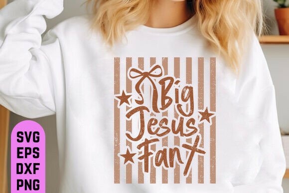 Big Jesus Fan PNG for T-Shirt Designs & Graphics