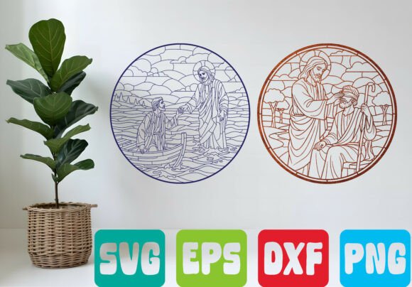 Christian Stained Glass SVG Design: Graphics for T-Shirt Designs