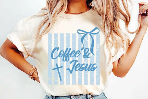 Coquette Coffee and Jesus: Retro Christian Graphics & T‑Shirt Designs