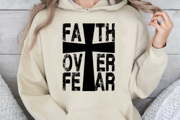 Faith over Fear PNG: Trendy Christian Graphics & T-Shirt Designs