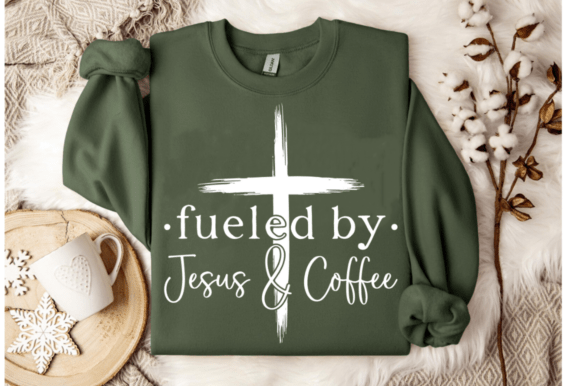 Fueled by Jesus and Coffee: Graphics & T-Shirt Designs for Branding