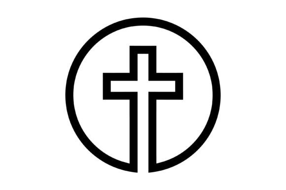Minimal Christian Cross Circle Logo for Graphics and T-Shirt Designs