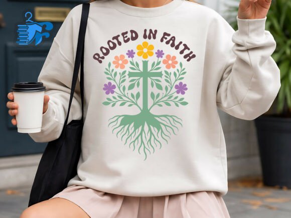 Rooted in Faith Christian SVG Design for Graphics & T-Shirt Creations
